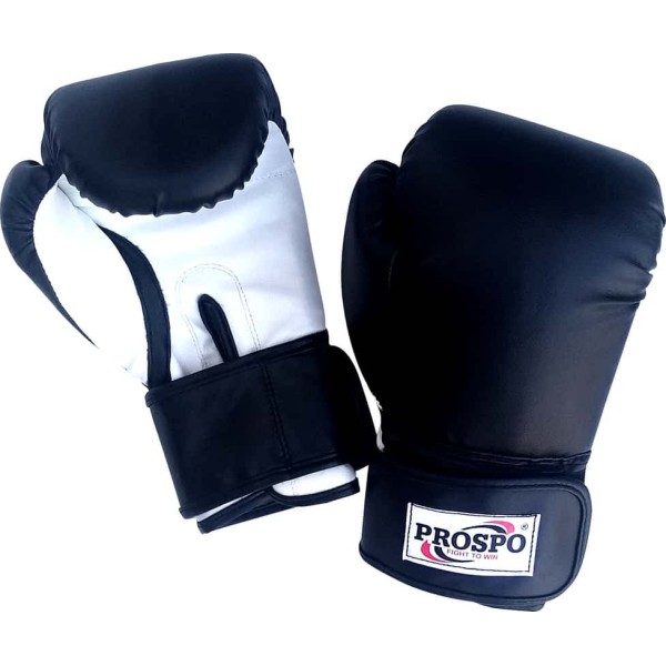 PROSPO Black White Leather Bag Gloves 12 Oz