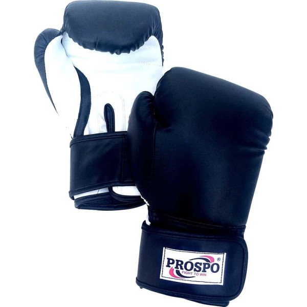 PROSPO Black White Leather Bag Gloves 12 Oz