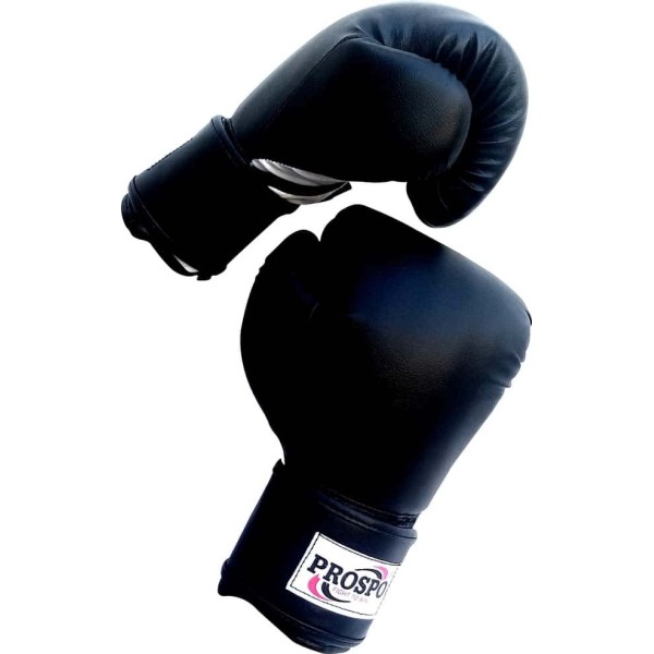 PROSPO Black White Leather Bag Gloves 12 Oz-Combo