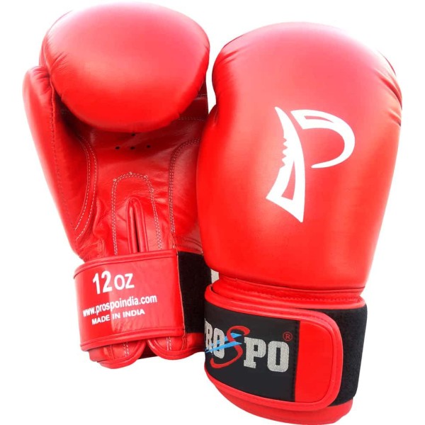 Prospo Boxing Leather Gloves-12oz 14oz 16oz Red
