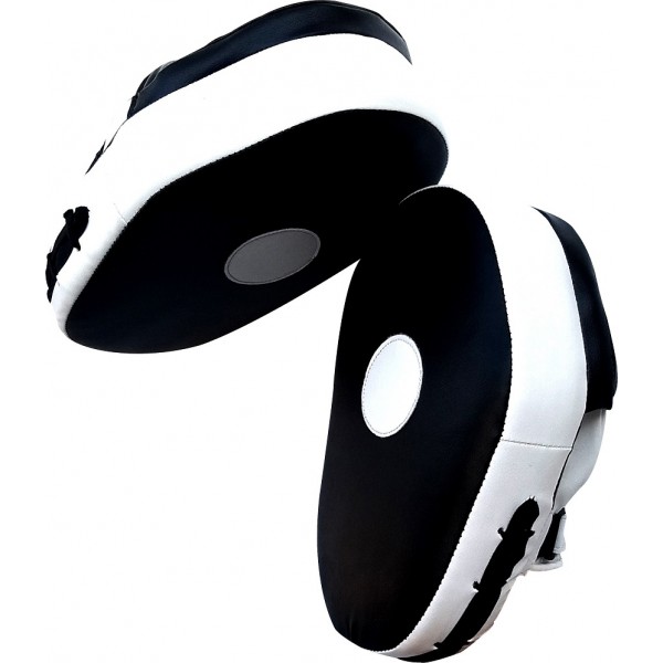 PROSPO Boxing Leather Focus Punching Mitts  -  Black and White