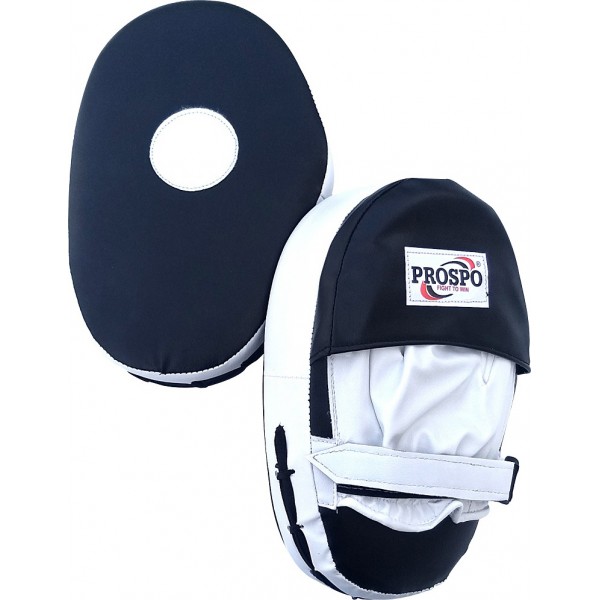 PROSPO Boxing Leather Focus Punching Mitts  -  Black and White