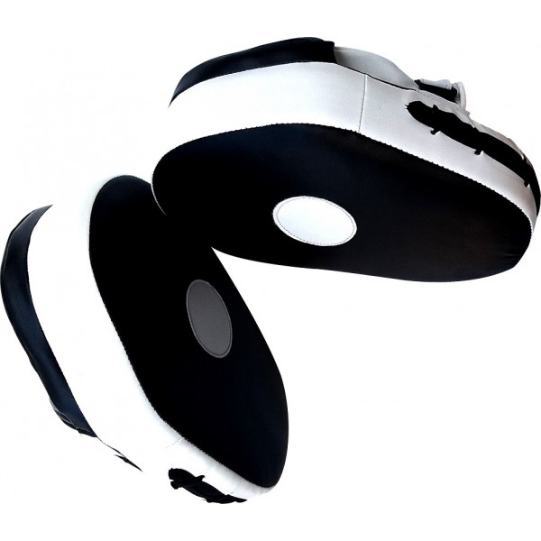Boxing Punching Mitts and Handwrap Combo  - White and Black 