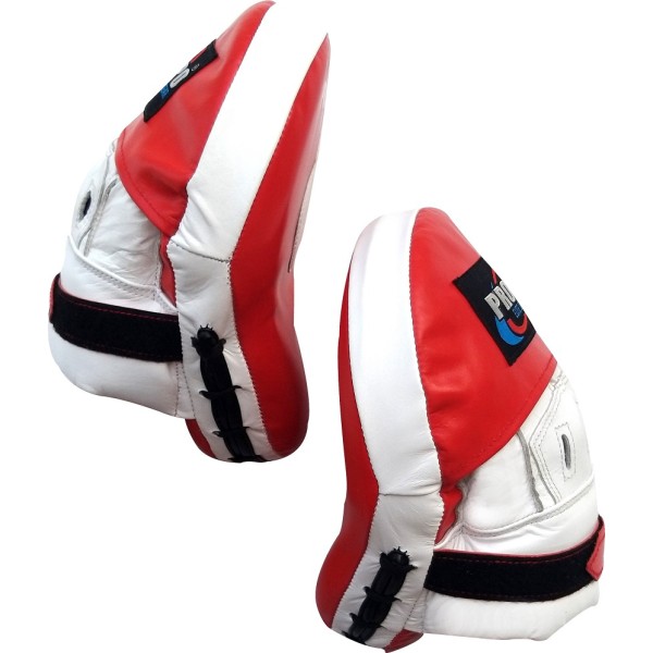 PROSPO Boxing Hi-Tech Injection Moulded Leather Focus pad Punch Mitts  - Red and White
