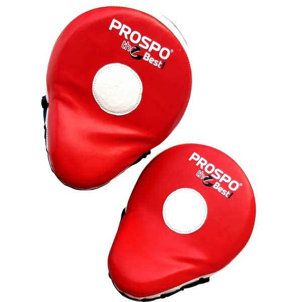 PROSPO Boxing Hi-Tech Injection Moulded Leather Focus pad Punch Mitts  - Red and White