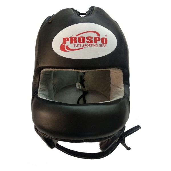 PROSPO LEATHER FACE SAVER HEADGEAR / HEADGUARD - Black
