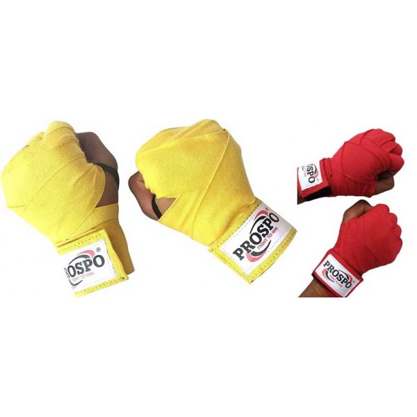 PROSPO Boxing Mexican Stretch  Handwraps (Pack of 2 Pair) - Yellow and Red