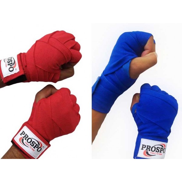 PROSPO Boxing Mexican Stretch  Handwraps (Pack of 2 Pair) - Red and Blue