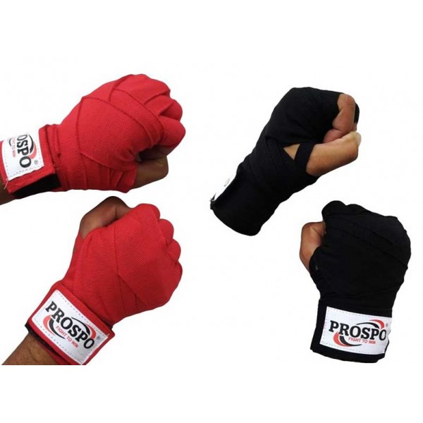 PROSPO Boxing Mexican Stretch  Handwraps (Pack of 2 Pair) - Red and Black