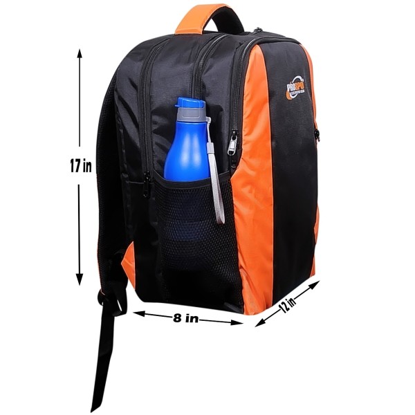 MULTIUTILITY BACKPACK IDEAL FOR OFFICE/ CASUAL- 17” BLACK ORANGE