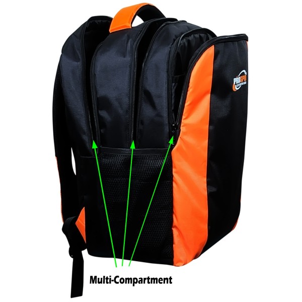MULTIUTILITY BACKPACK IDEAL FOR OFFICE/ CASUAL- 17” BLACK ORANGE