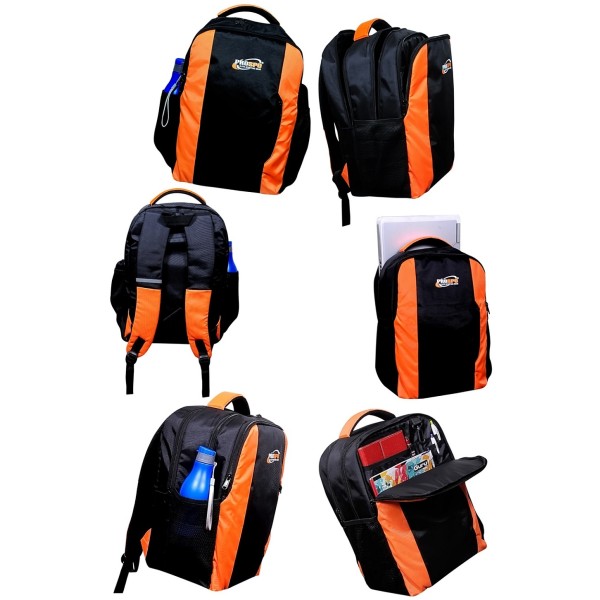 MULTIUTILITY BACKPACK IDEAL FOR OFFICE/ CASUAL- 17” BLACK ORANGE