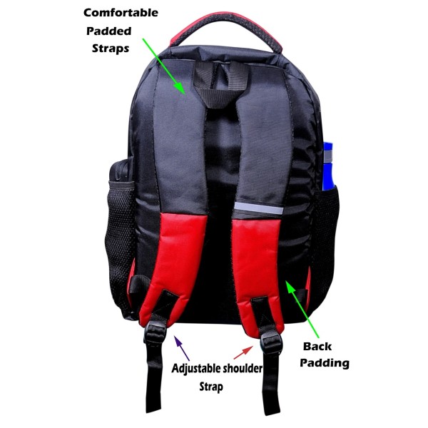 MULTIUTILITY BACKPACK IDEAL FOR OFFICE/ CASUAL- 17” BLACK RED