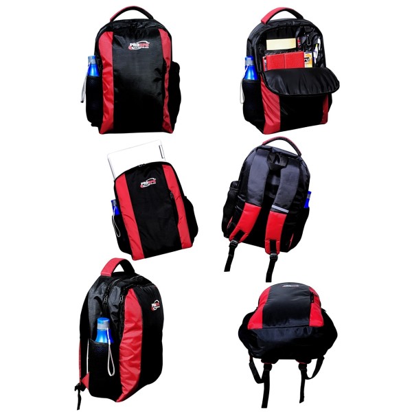 MULTIUTILITY BACKPACK IDEAL FOR OFFICE/ CASUAL- 17” BLACK RED