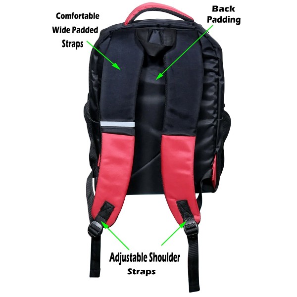 MULTIUTILITY BACKPACK IDEAL FOR OFFICE/ CASUAL- 17” BLACK RED....