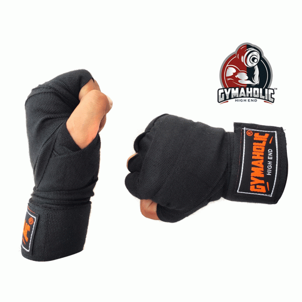 BOXING GLOVE LEATHER WITH BLACK HANDWRAP 180 INCH