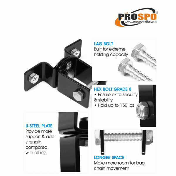 Prospo Boxing Hanging Tri-Combo- Roof Ceiling Hook, Heavy bag Chain, Extension Chain
