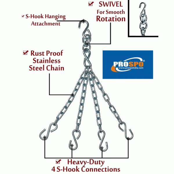 Prospo Boxing Hanging Tri-Combo- Roof Ceiling Hook, Heavy bag Chain, Extension Chain