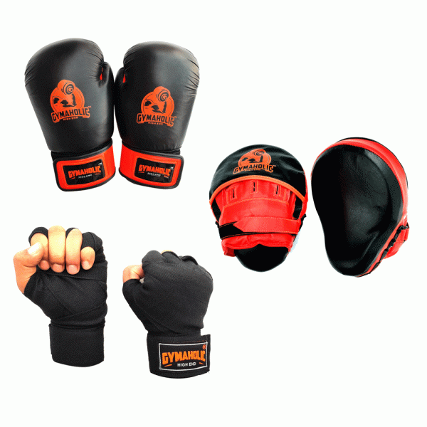 Boxing Glove Focus Pad and Handwrap Combo