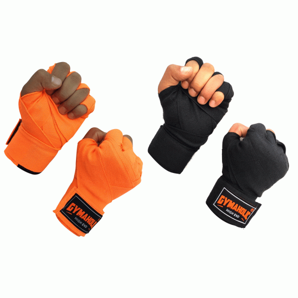 Gymaholic Handwraps Combo Combo Pack of Black and Orange (108 inch)