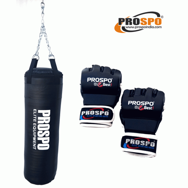 Prospo MMA Set Combo- Hanging Chain, 36 inch Heavy Bag, MMA Gloves ( BLACK)