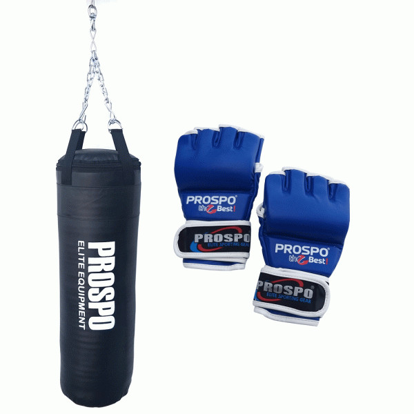 Prospo MMA Set Combo- Hanging Chain, 36 inch Heavy Bag, MMA Gloves (BLUE)