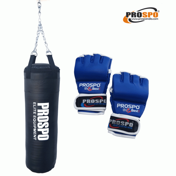 Prospo MMA Set Combo- Hanging Chain, 36 inch Heavy Bag, MMA Gloves (BLUE)