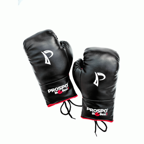 Prospo Traditional Boxing gloves with Laces, Size 8oz, 10oz, 12oz and 14oz (Black)