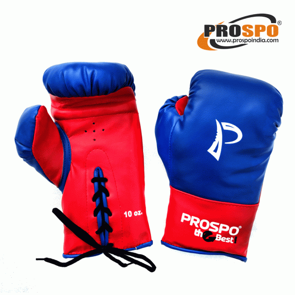 Prospo Traditional Boxing gloves with Laces, Size 8oz, 10oz, 12oz and 14oz (BLUE - RED)