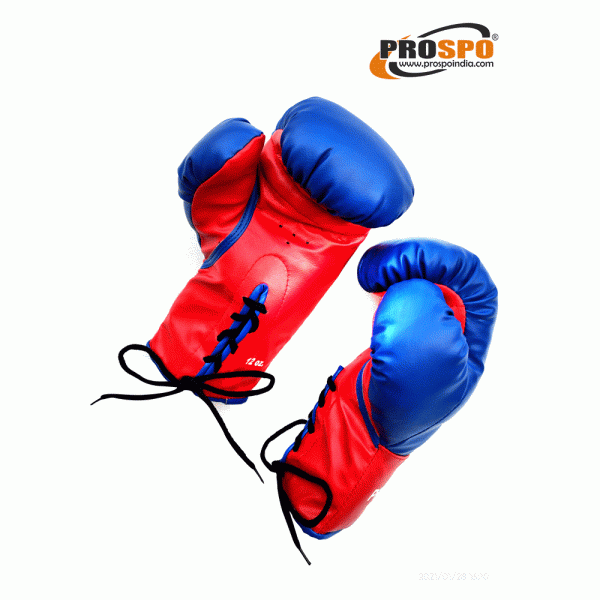 Prospo Traditional Boxing gloves with Laces, Size 8oz, 10oz, 12oz and 14oz (BLUE - RED)