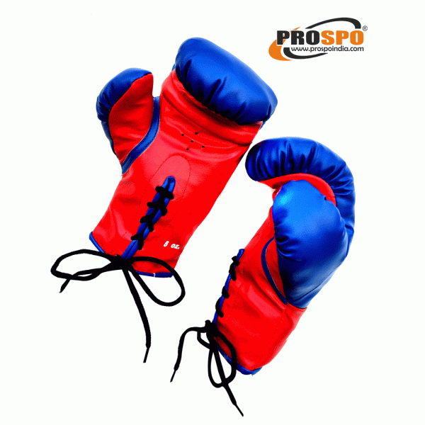 Prospo Traditional Boxing gloves with Laces, Size 8oz, 10oz, 12oz and 14oz (BLUE - RED)
