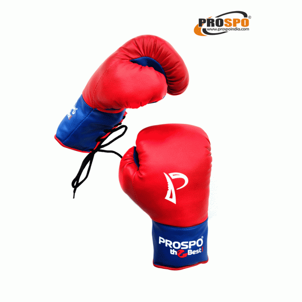 Prospo Traditional Boxing gloves with Laces, Size 8oz, 10oz, 12oz and 14oz (RED- BLUE)