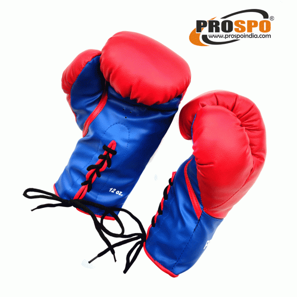 Prospo Traditional Boxing gloves with Laces, Size 8oz, 10oz, 12oz and 14oz (RED- BLUE)