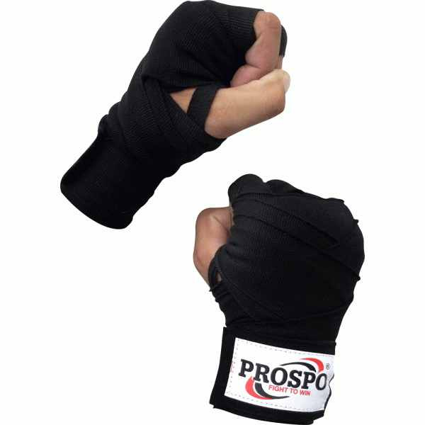 Prospo  Boxing Gloves and Hand Wraps for Men - COMBO (Black)