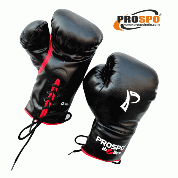 Prospo  Boxing Gloves and Hand Wraps for Men - COMBO (Black)