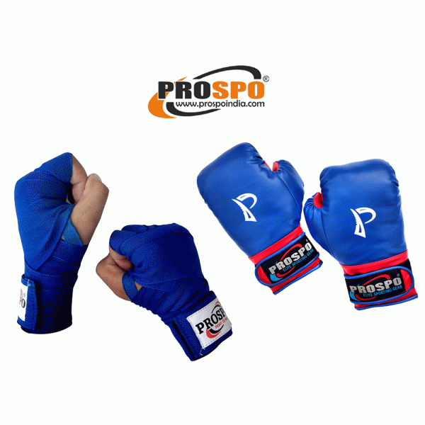 Prospo  Boxing Glove and Hand Wrap - COMBO (Blue)
