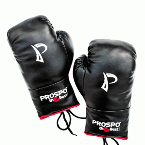 Prospo Traditional Boxing gloves with Laces, Size 8oz, 10oz, 12oz and 14oz (Black)