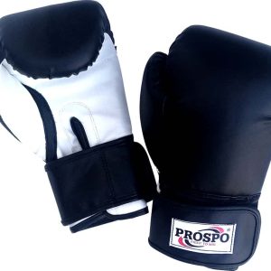 PROSPO Black White Leather Bag Gloves 12 Oz