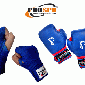 Prospo  Boxing Glove and Hand Wrap - COMBO (Blue)