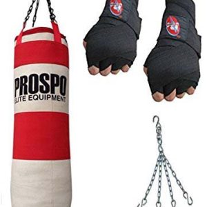 Prospo 3Feet Heavy Canvas Punching Bag, Handwrap 108" and Chain
