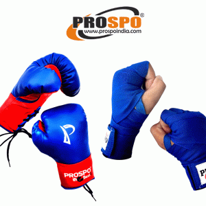 Prospo  Boxing Gloves and Hand Wraps for Men - COMBO (Blue)