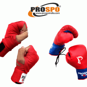 Prospo  Boxing Gloves and Hand Wraps for Men - COMBO (Red)