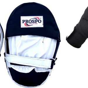 Boxing Punching Mitts and Handwrap Combo  - White and Black