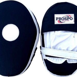 PROSPO Boxing Leather Focus Punching Mitts  -  Black and White
