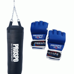 Prospo MMA Set Combo- Hanging Chain, 36 inch Heavy Bag, MMA Gloves (BLUE)