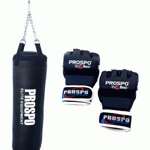 Prospo MMA Set Combo- Hanging Chain, 36 inch Heavy Bag, MMA Gloves ( BLACK)