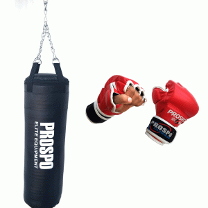 Prospo MMA Set Combo- Hanging Chain, 36 inch Heavy Bag, MMA Gloves (RED)