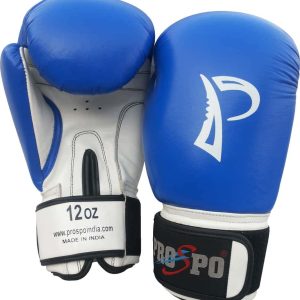 Prospo Boxing Leather Gloves-12oz 14oz 16oz Blue-White
