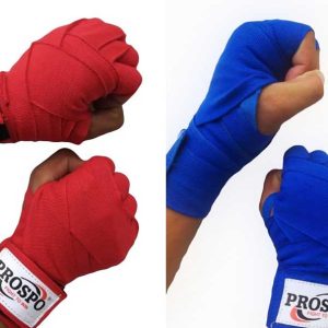 PROSPO Boxing Mexican Stretch  Handwraps (Pack of 2 Pair) - Red and Blue