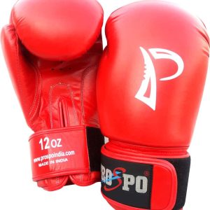 Prospo Boxing Leather Gloves-12oz 14oz 16oz Red